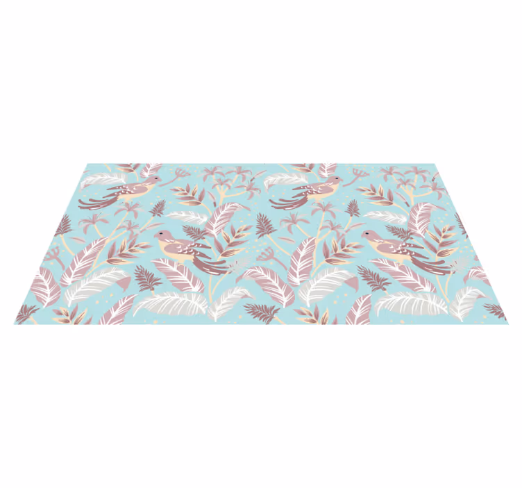 Tapete vinílico natureza com padrão floral azul e rosa - TenStickers