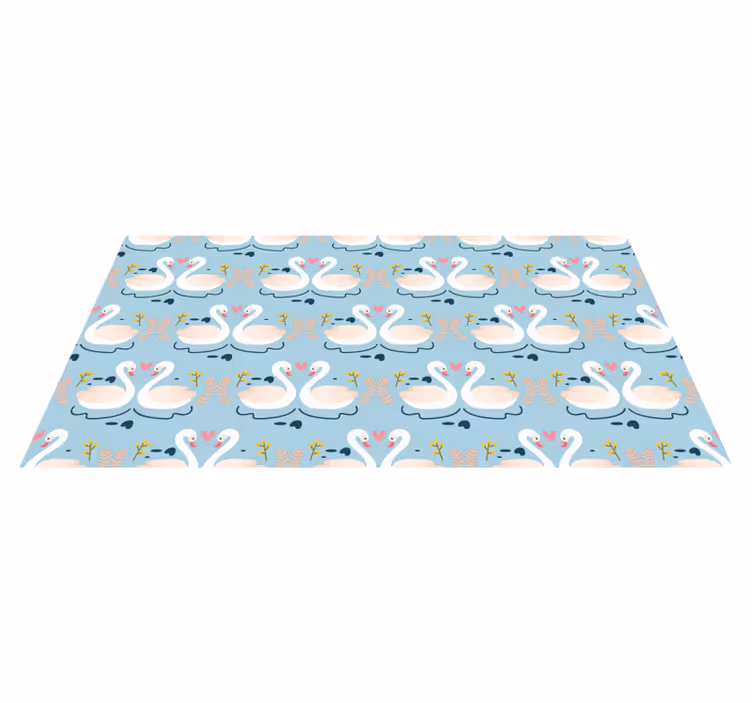 Tapete vinílico natureza padrão de cisnes apaixonados azul - TenStickers