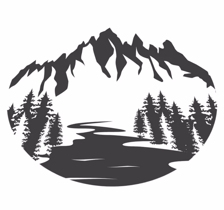 Tapete vinílico natureza silhueta de paisagem montanhosa - TenStickers