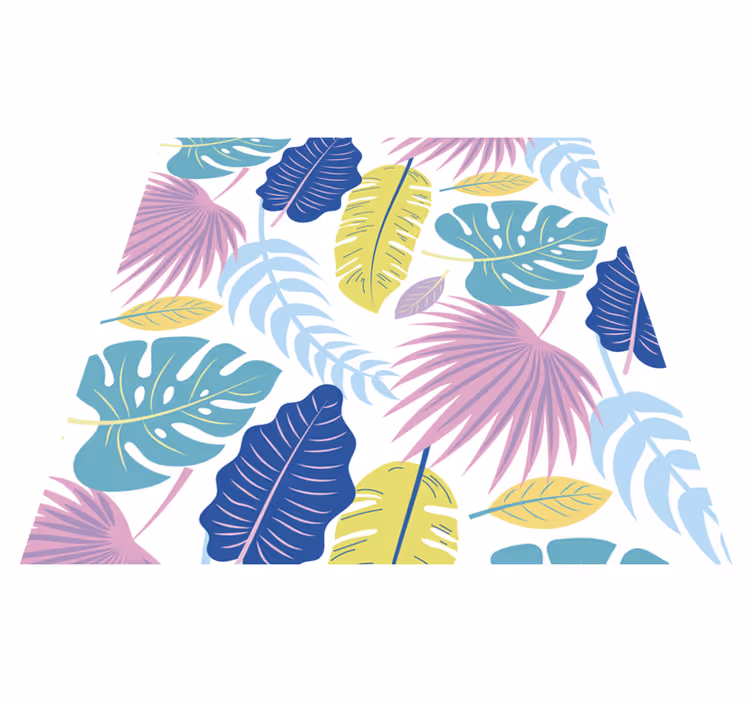 Tapete vinílico natureza com padrões de folhas coloridas - TenStickers
