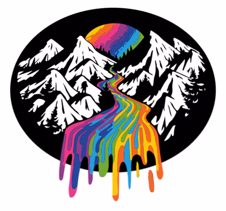 Tapete vinílico natureza cena da montanha arco-Íris - TenStickers