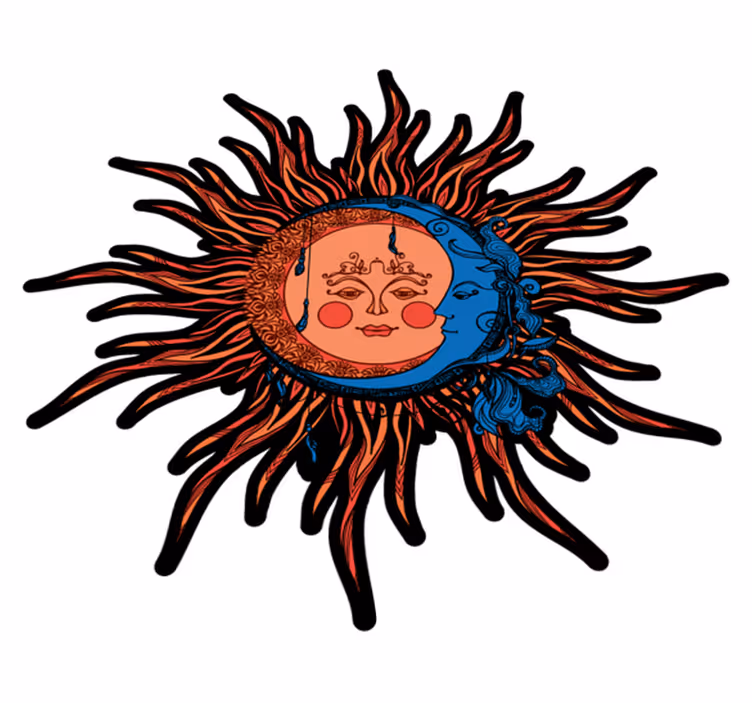 Tapete vinílico natureza sol e lua celestiais - TenStickers