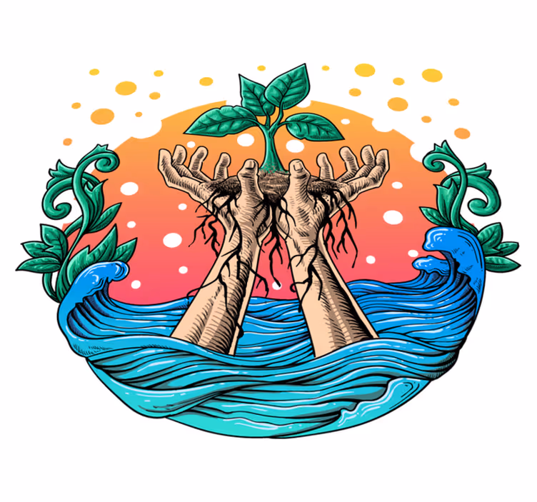 Tapete vinílico natureza mãos que cultivam natureza - TenStickers