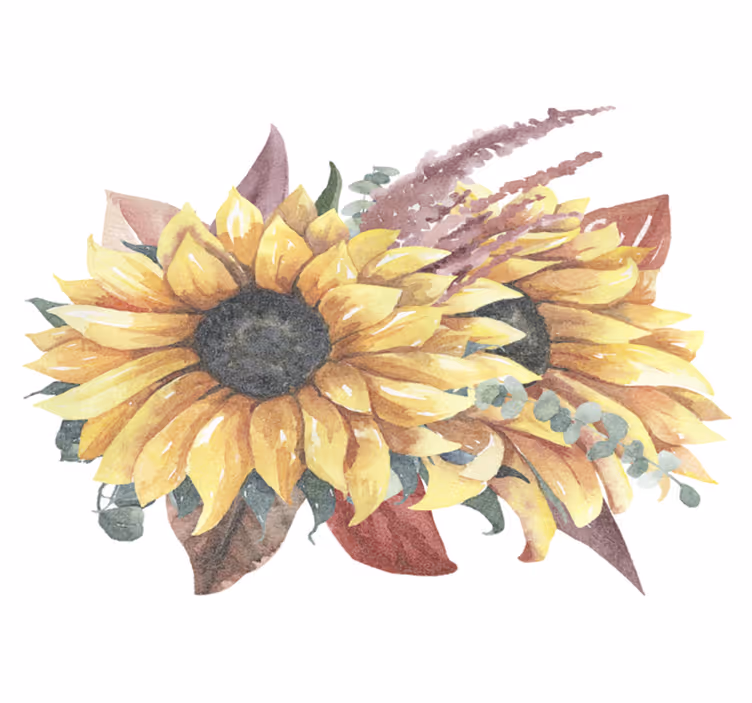 Tapete vinílico natureza arranjo floral de girassol - TenStickers
