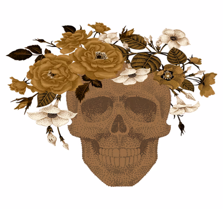 Tapete vinílico natureza arranjo floral de caveira - TenStickers