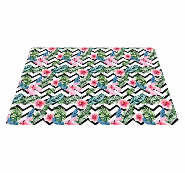 Tapete vinílico flores e plantas linhas tropicais zigzag - TenStickers