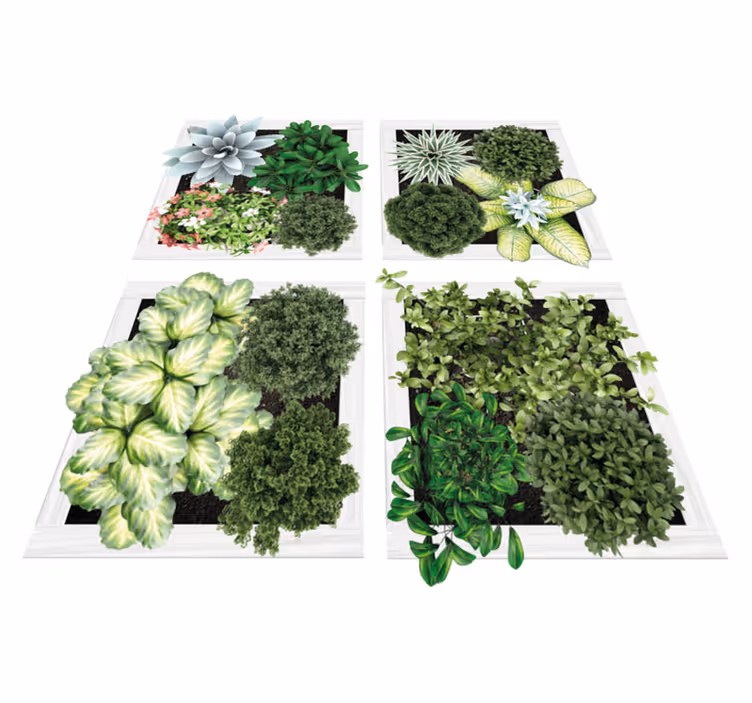 Tapete vinílico flores e plantas azulejos verticais - TenStickers