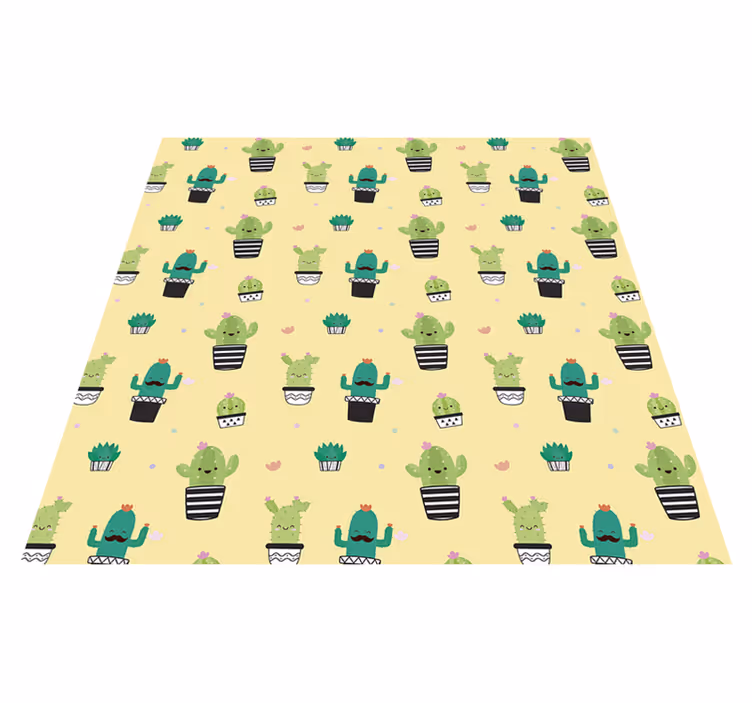 Tapete vinílico flores e plantas cacto padrão - TenStickers