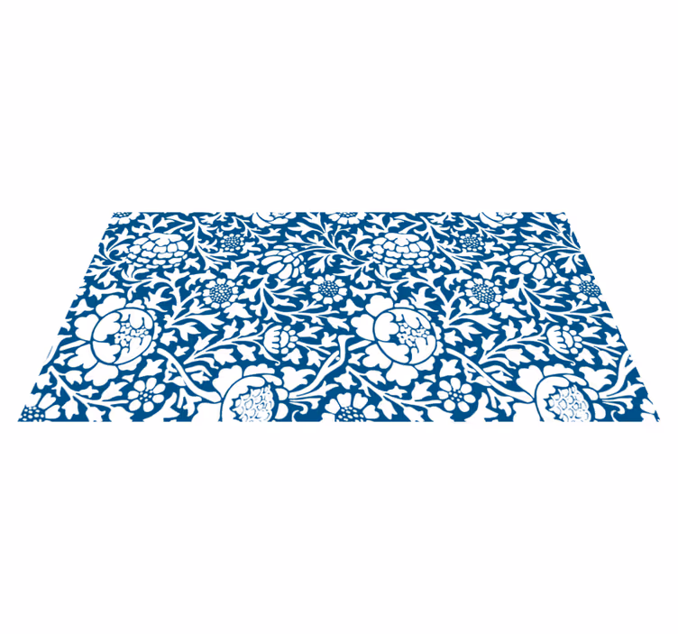 Tapete vinílico flores e plantas em azul marinho - TenStickers