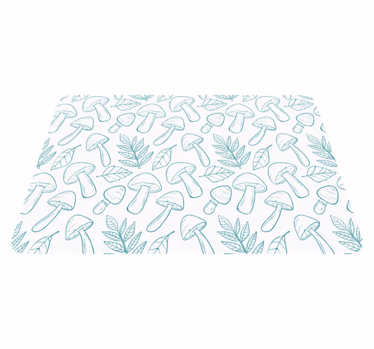 Tapete vinílico flores e plantas padrão cogumelos azul claro - TenStickers