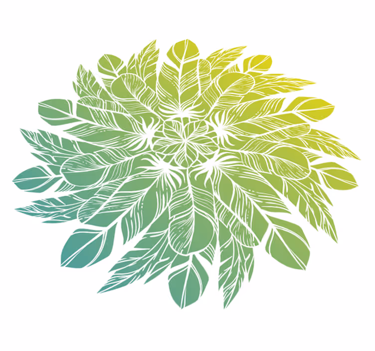 Tapete vinílico flores e plantas padrão circular de folhas - TenStickers