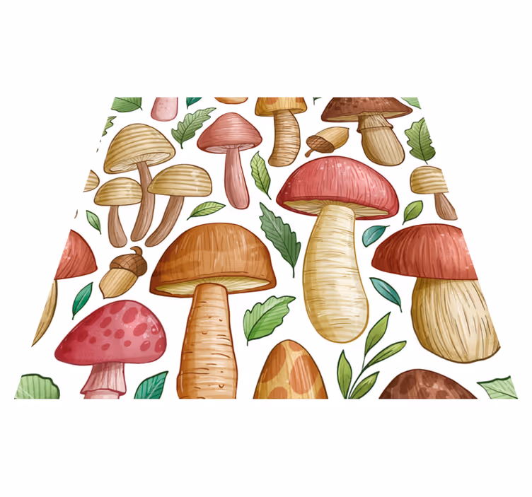 Tapete vinílico flores e plantas padrão fúngico colorido - TenStickers
