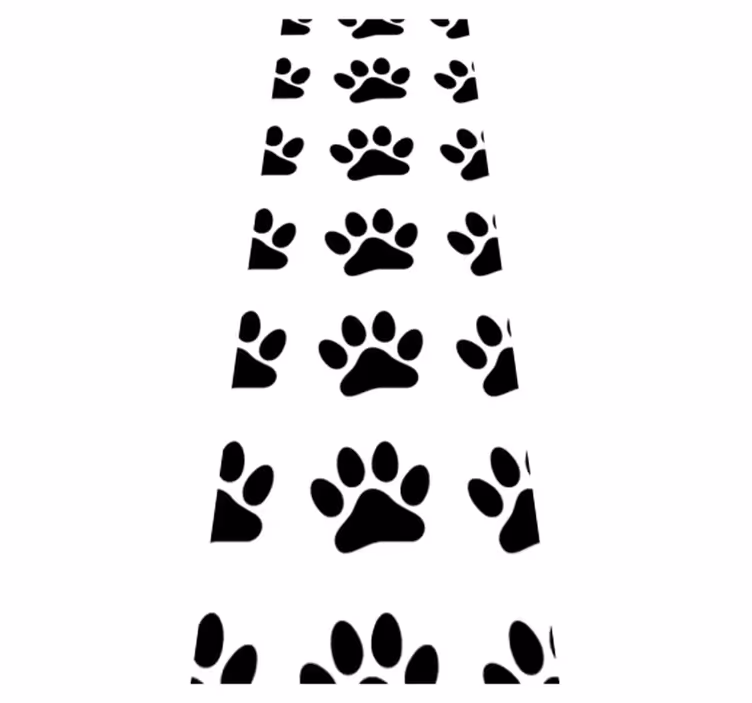 Tapete vinílico quarto marcas de patas em preto e branco - TenStickers