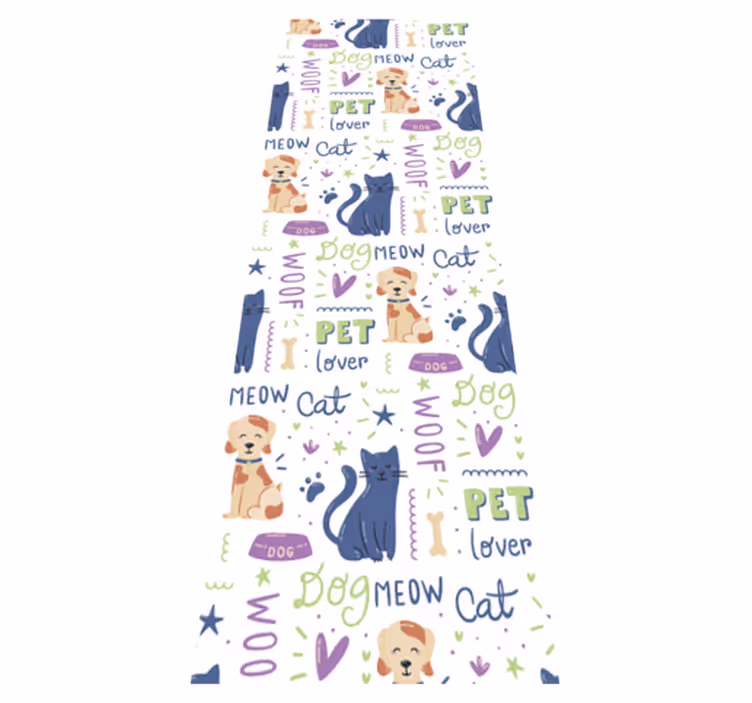 Tapete vinílico quarto com desenho colorido de cães - TenStickers