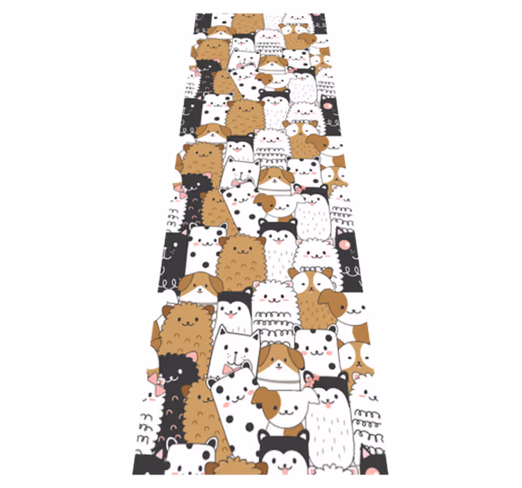 Tapete vinílico quarto cães fofos sem emenda - TenStickers