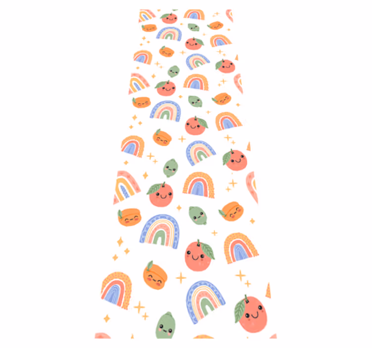 Tapete vinílico quarto frutinhas fofas com rostinho - TenStickers