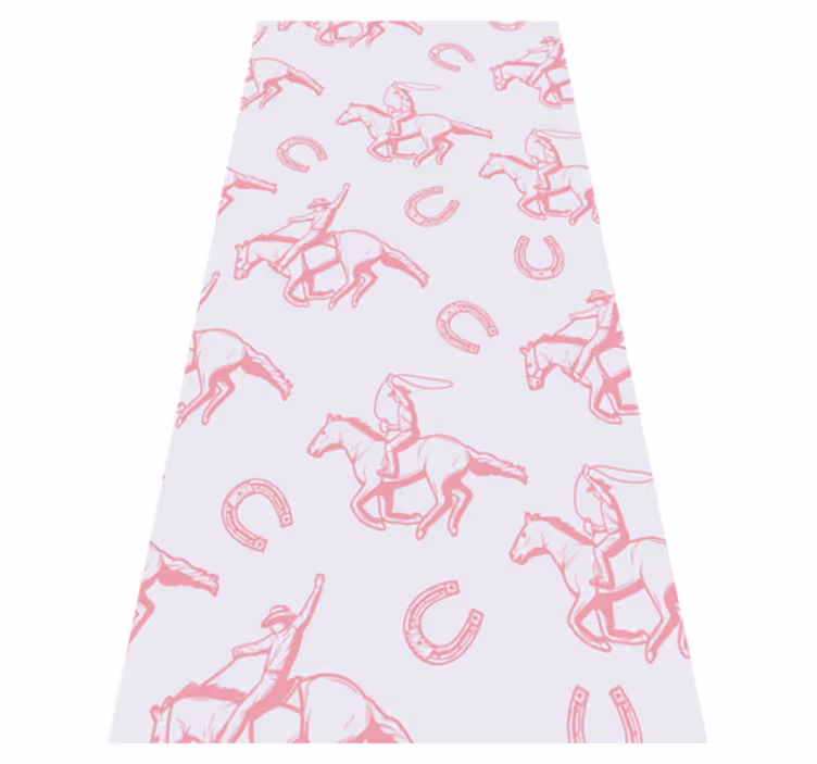 Tapete vinílico quarto padrão cavalo rosa cowboy - TenStickers
