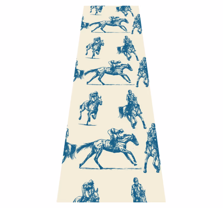 Tapete vinílico quarto padrão de cavalos azul e bege - TenStickers