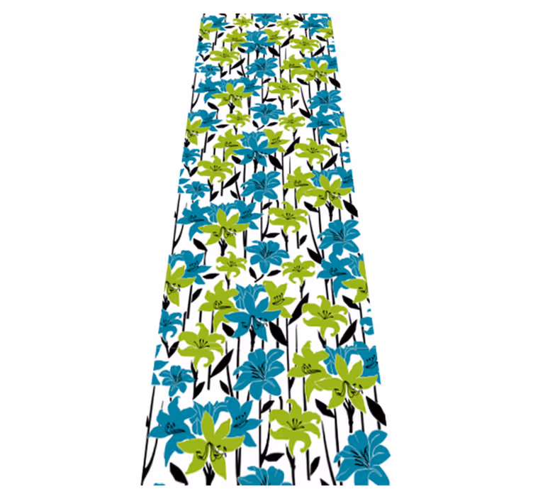 Tapete vinílico quarto com design de estêncil de flores - TenStickers