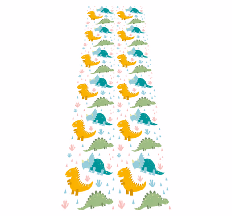 Tapete vinílico quarto com padrão de dinossauros adoráveis - TenStickers