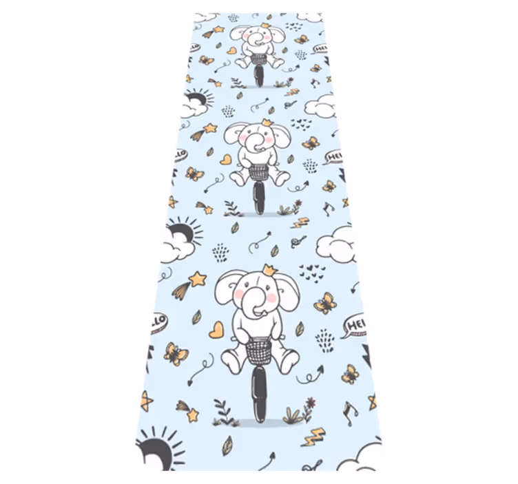 Tapete vinílico quarto com estampa de elefante de bicicleta - TenStickers