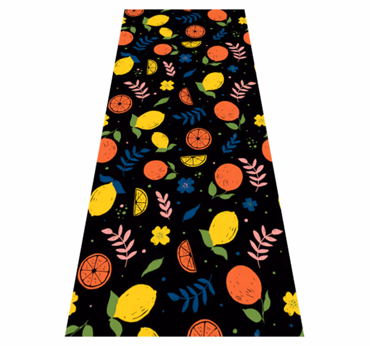 Tapete vinílico quarto frutas cítricas com folhas - TenStickers