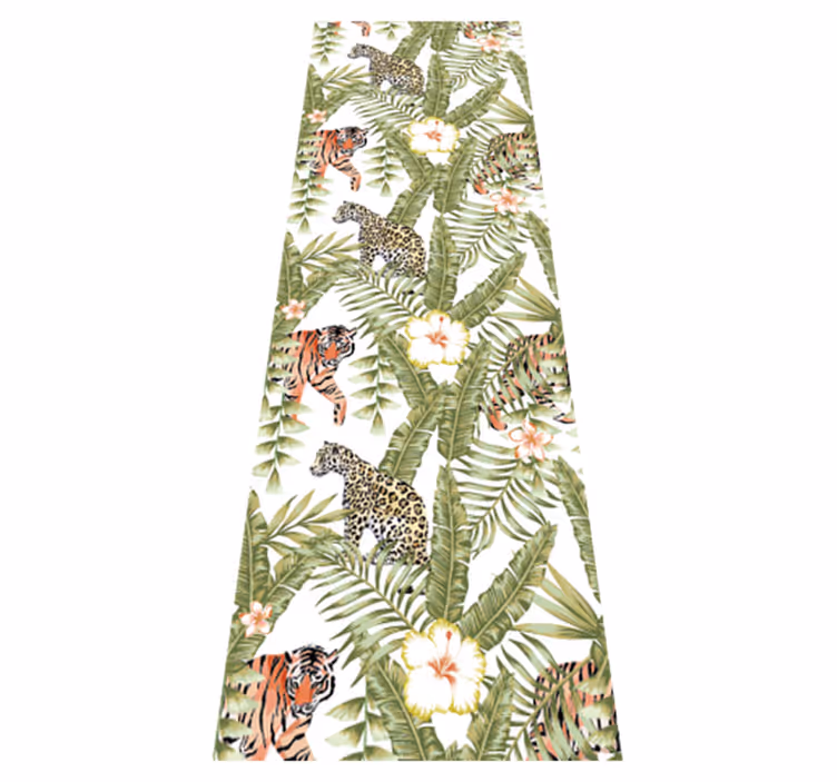 Tapete vinílico quarto folhas tropicais de leopardos - TenStickers