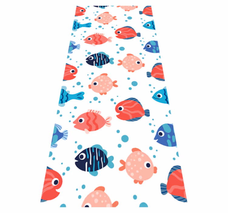 Tapete vinílico quarto peixes rosa e azuis - TenStickers
