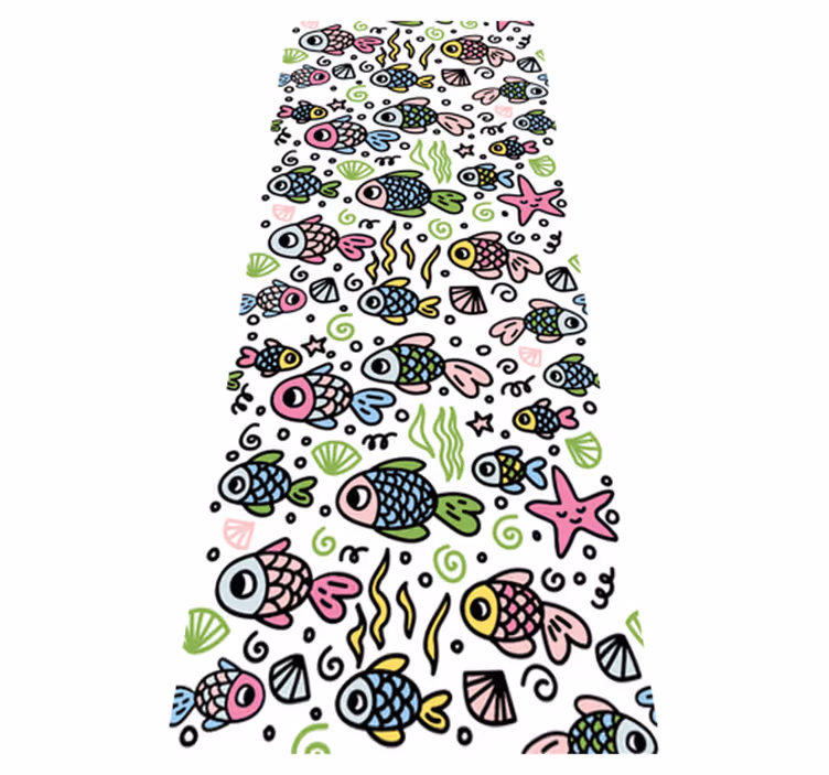 Tapete vinílico quarto com padrão de peixes multicoloridos - TenStickers