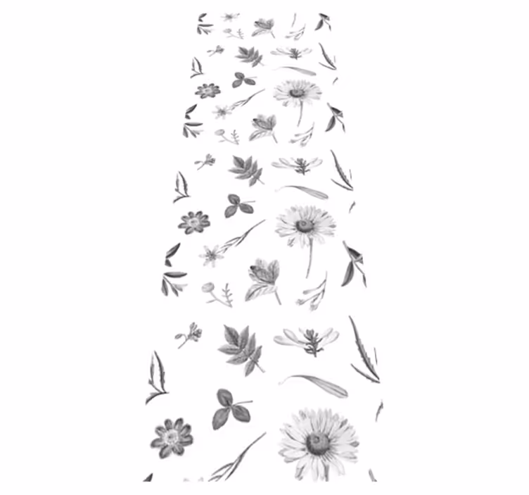 Tapete vinílico quarto flores cinzas primavera - TenStickers