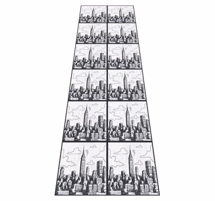 Tapete vinílico quarto colagem de esboços de nyc - TenStickers