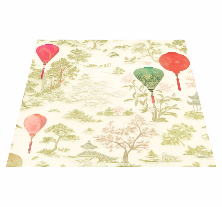 Tapete vinílico quarto paisagem chinesa oriental - TenStickers