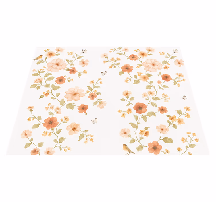 Tapete vinílico quarto flores brancas pequenas simples - TenStickers