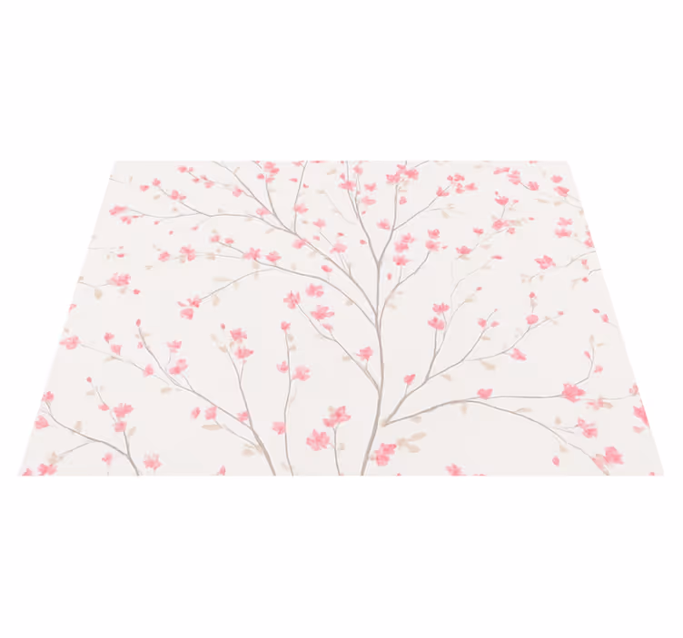 Tapete vinílico quarto Árvore com pequenas flores rosas - TenStickers