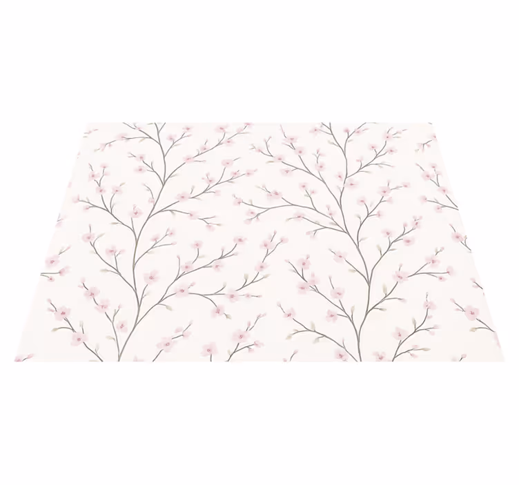 Tapete vinílico quarto Árvore cinza com flores rosas - TenStickers