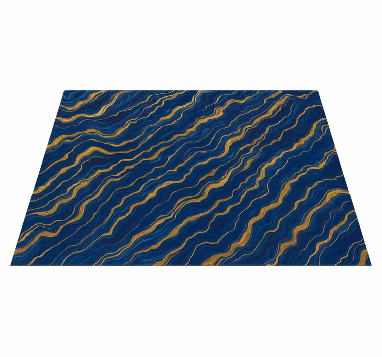 Tapete vinílico quarto efeito mármore azul e dourado - TenStickers