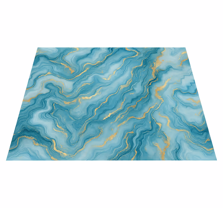 Tapete vinílico quarto estilo mármore azul claro e dourado - TenStickers