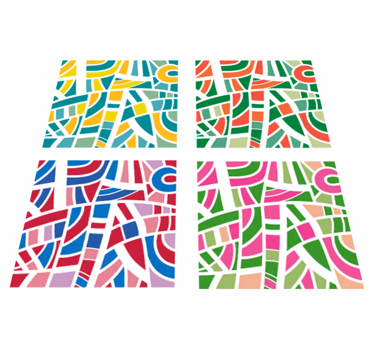 Tapete vinílico geométricas azulejos multicoloridos - TenStickers