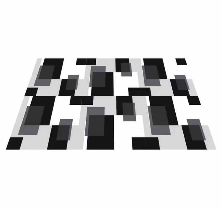 Tapete vinílico geométricas em blocos preto e branco - TenStickers