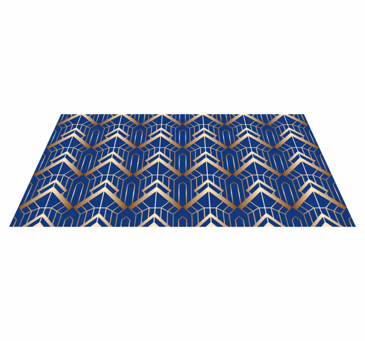 Tapete vinílico geométricas padrão azul e dourado - TenStickers