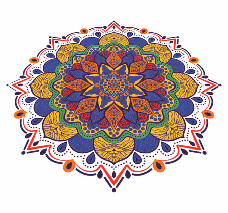 Tapete vinílico geométricas mandala de flores coloridas - TenStickers