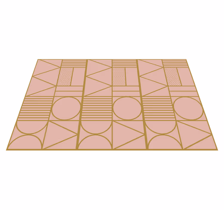 Tapete vinílico geométricas bloco dourado e rosa - TenStickers