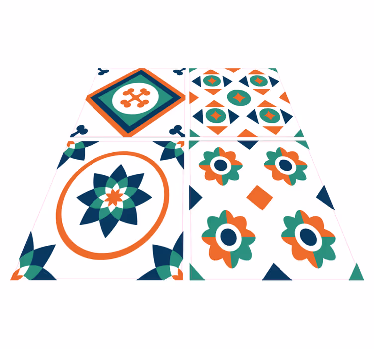 Tapete vinílico geométricas azulejos geométricos - TenStickers