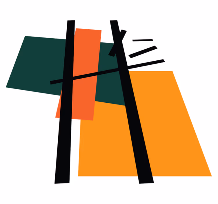 Tapete vinílico geométricas seções coloridas abstratas - TenStickers