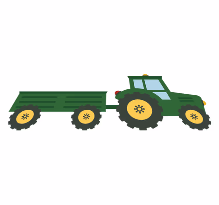 Tapete vinílico infantis trator verde e carroça - TenStickers