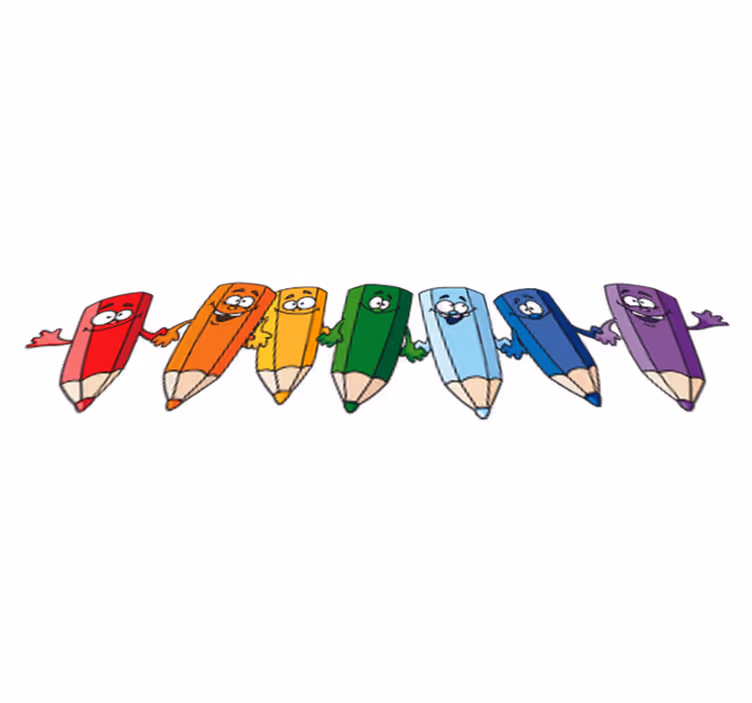 Tapete vinílico infantis lápis coloridos felizes - TenStickers
