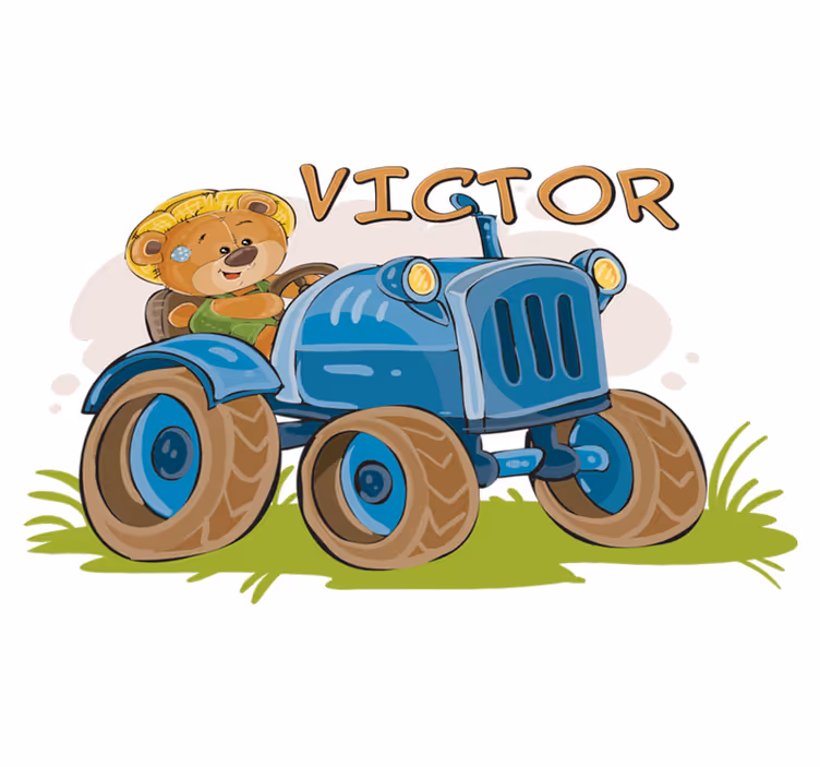 Tapete vinílico infantis trator personalizado - TenStickers