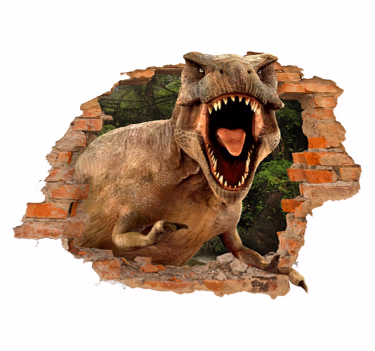 Tapete vinílico infantis 3d t-rex - TenStickers