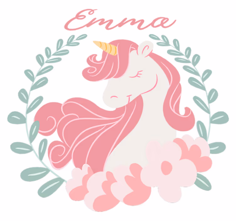 Tapete vinílico infantis princesa unicórnio personalizada - TenStickers