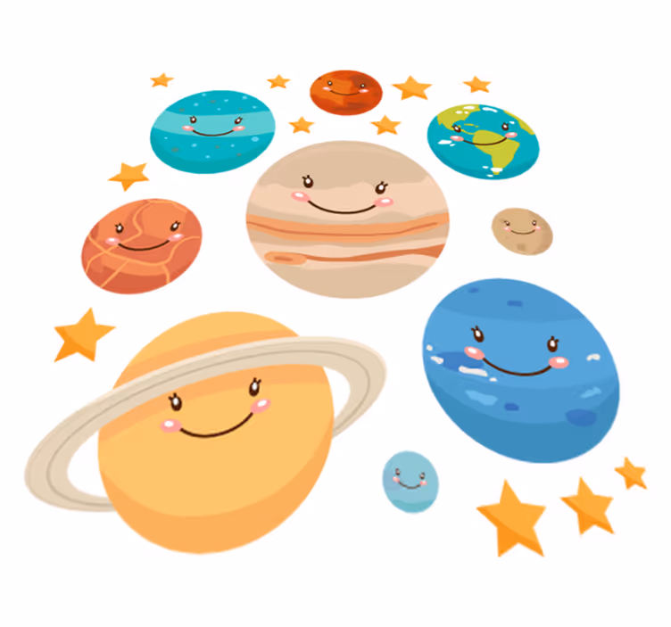 Tapete vinílico infantis adesivos planetas do sistema solar - TenStickers